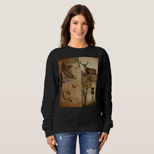 Sweatshirt Vintage Whitetail Deer Bow Hunting (Devant entier)