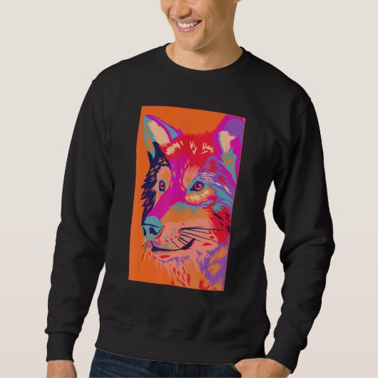 Sweatshirt Vintage Wolf  Wolves Animal Owner  Graphic Polygon (Devant)