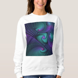 Sweatshirt Violet rencontre Turquoise moderne art fractal abs