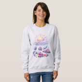 Sweatshirt violet watercolor creative beach (Devant entier)