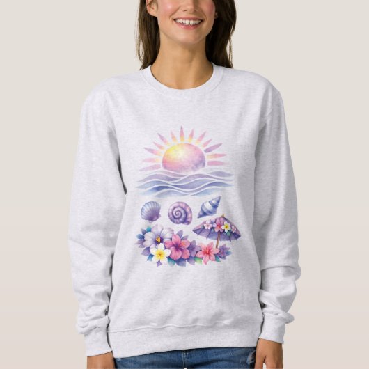 Sweatshirt violet watercolor creative beach (Devant)