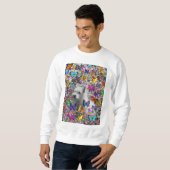 Sweatshirt Violette dans les papillons - chien blanc de (Devant entier)