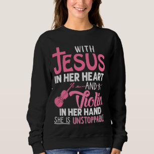 Sweatshirt Violon Avec Jésus Dans Son Coeur Violoniste