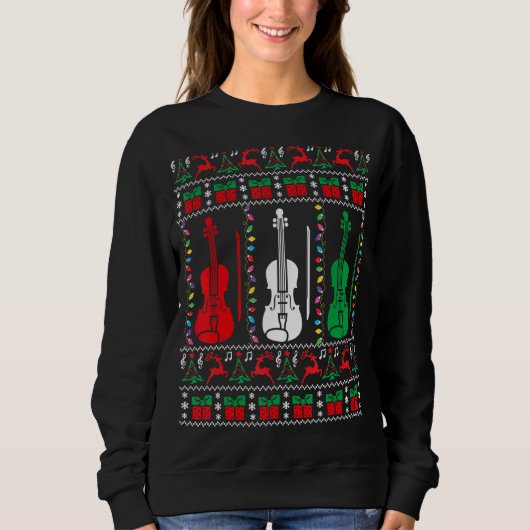 Sweatshirt Violon Vilain Chandail de Noël Violoniste Famille (Devant)