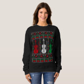Sweatshirt Violon Vilain Chandail de Noël Violoniste Famille  (Devant entier)