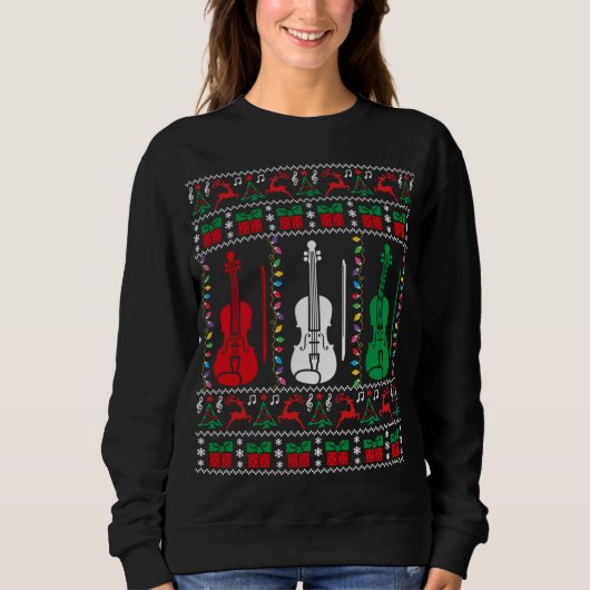 Sweatshirt Violon Vilain Chandail de Noël Violoniste Famille  (Devant)