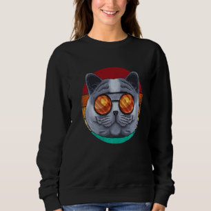 Sweatshirt Visage de chat britannique vintage rétro chat huit