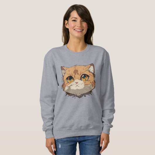 Sweatshirt Visage de chat d'Anime (Devant entier)