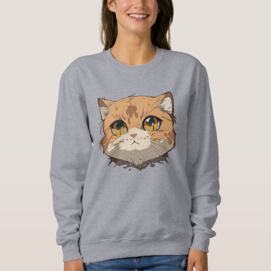 Sweatshirt Visage de chat d'Anime (Devant)