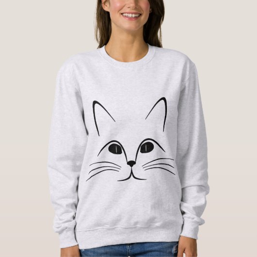 Sweatshirt visage de chat noir mignon (Devant)