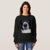Sweatshirt Visage de chien noir et blanc (Devant entier)