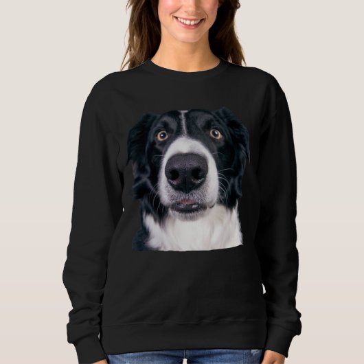 Sweatshirt Visage de chien noir et blanc (Devant)