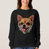 Sweatshirt Visage de Chihuahua Drôle Design 3D – Mème de Chie (Devant)