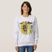 Sweatshirt Vivre La Vie Scrub Infirmière Tournesol Léopard Nu (Devant entier)