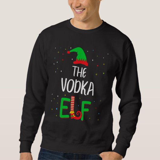 Sweatshirt Vodka Elf Famille Correspondant Noël Pjs Drôle (Devant)