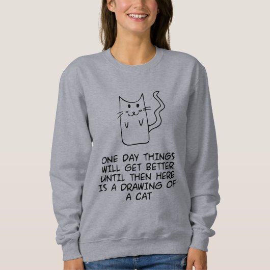 Sweatshirt Voici le dessin d'un chat (Devant)
