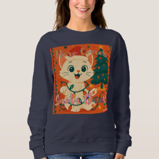 Sweatshirt Voici que vient le Père Clawus ! Drôle de chat de