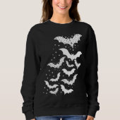 Sweatshirt Voler Halloween Galaxy Bats blancs et étoiles (Devant)
