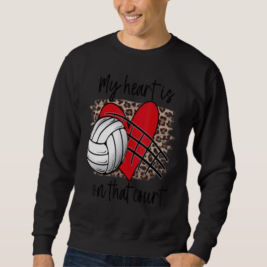 Sweatshirt Volleyball My Heart is on that Court Leopard Volle (Devant)