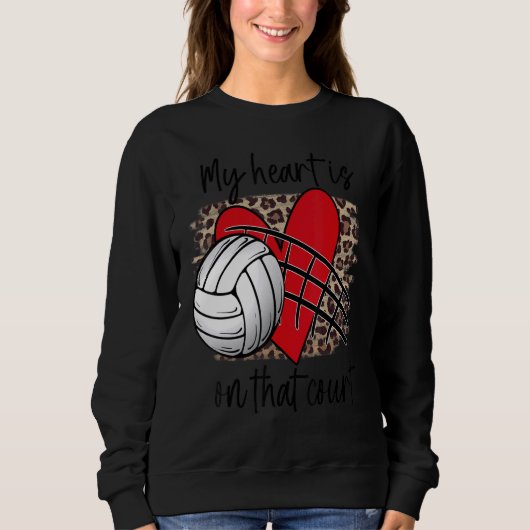Sweatshirt Volleyball My Heart is on that Court Leopard Volle (Devant)