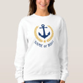 Sweatshirt Votre nom de bateau Ancre Gold Laurel Star White (Devant)