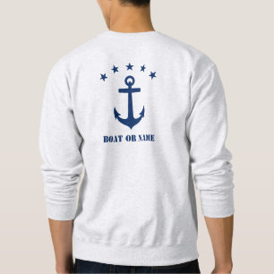 Sweatshirt Votre nom ou nom de bateau Ancre classique Étoiles