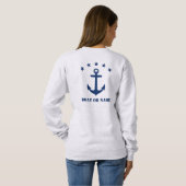 Sweatshirt Votre nom ou nom de bateau Ancre classique Étoiles (Dos entier)