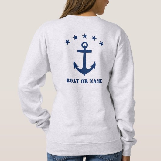 Sweatshirt Votre nom ou nom de bateau Ancre classique Étoiles (Dos)