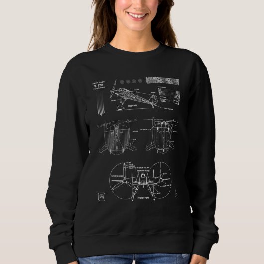 Sweatshirt Vought V-173 Flying Pancake Aircraft Aeronautical  (Devant)