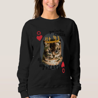 Sweatshirt Vous êtes la Reine de mon coeur Rouge Coeur Chat M