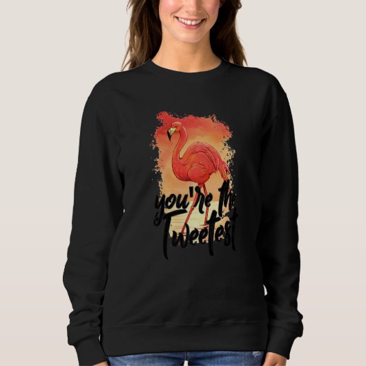 Sweatshirt Vous êtes The Tweetest Pink Flamant rose Beach Bir (Devant)