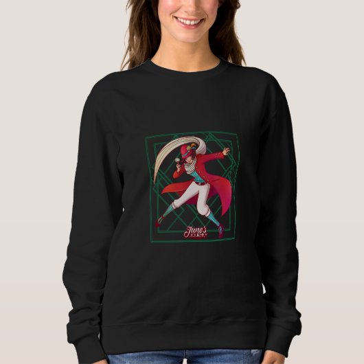 Sweatshirt Voyage de juin Art déco Illustration Vert (Devant)