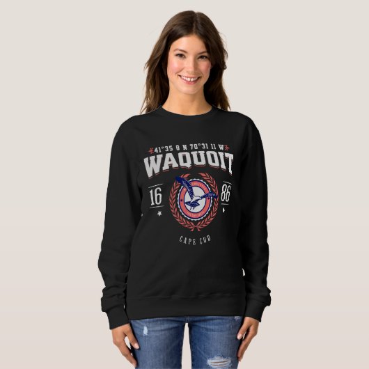 Sweatshirt Waquoit Massachusetts Cape Cod MA Nautical Beach S (Devant entier)
