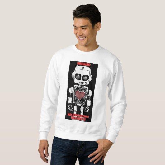 Sweatshirt Warning: May Talk About AI Men's White  (Devant entier)