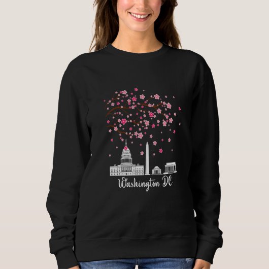 Sweatshirt Washington Dc Cherry Blossements Monuments Hommes (Devant)