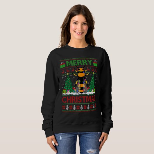 Sweatshirt Wasp   Xmas Tree Ugly Santa Wasp Christmas (Devant entier)