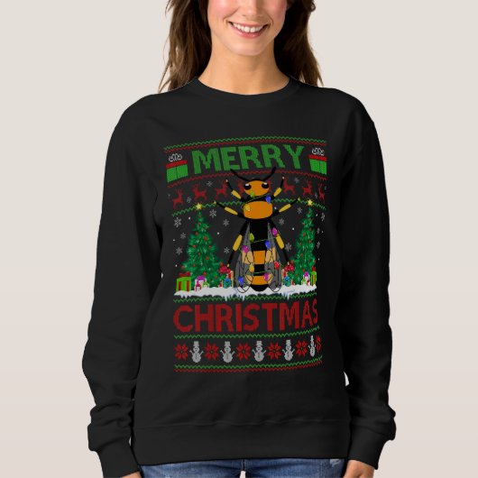 Sweatshirt Wasp   Xmas Tree Ugly Santa Wasp Christmas (Devant)
