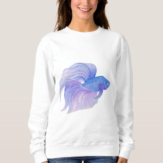 Sweatshirt Watercolor Blue Betta Fish (Devant)