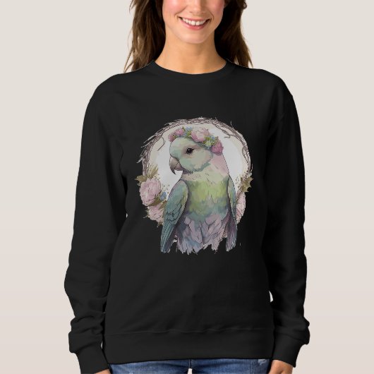 Sweatshirt Watercolor Monk Flower Crown Parakeet Quaker Parro (Devant)