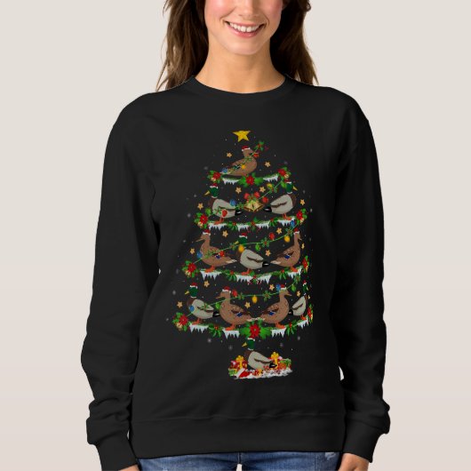Sweatshirt Waterfowl Bird  Xmas Lights Waterfowl Christmas Tr (Devant)