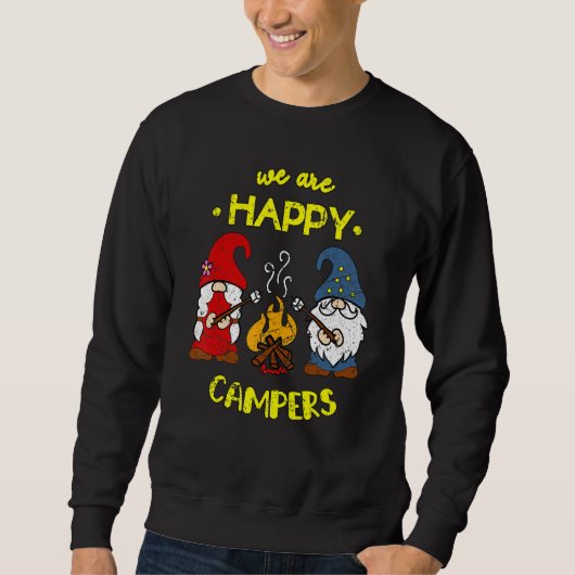 Sweatshirt We Are Happy Campers Gnomes Gnome Campfire Couple (Devant)