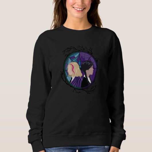 Sweatshirt Wednesday Enid Stained Glass Spider Web Silhouette (Devant)