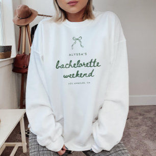 Sweatshirt Week-end de célibataire Coquette Vert Script Moder