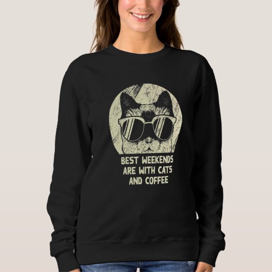 Sweatshirt Week-ends avec chats et café Chat Café Chatons (Devant)