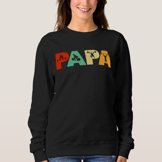 Sweatshirt Weight Lifting Dad Retro Dad Weightlifting (Devant)