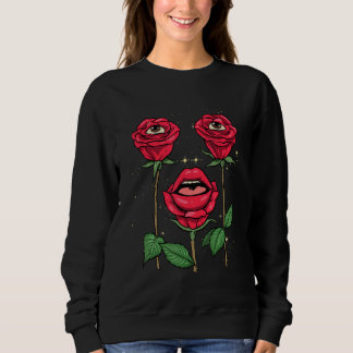 Sweatshirt Weirdcore Aesthetic Peeping Red Roses Flower Flora