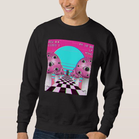 Sweatshirt Weirdcore Vaporwave esthétique aux yeux de champig (Devant)