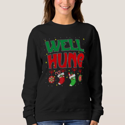 Sweatshirt Well Hung Christmas Christmas stocking Men Women (Devant)
