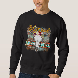 Sweatshirt Westen Boho Cow Bull Skull Bienheureux Mama Cowgir