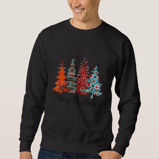 Sweatshirt Western Aztec Christmas Tree Cowgirl Rodeo Merry C (Devant)